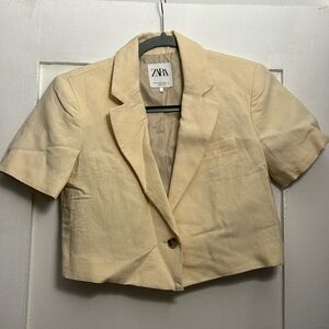 Zara Cream Short Sleeve Blazer